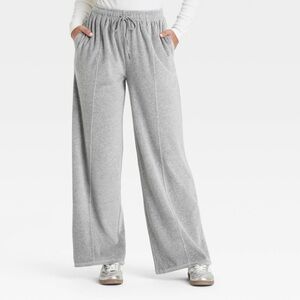 Universal Thread Light Gray Wide-Leg Velour Pants NWT
